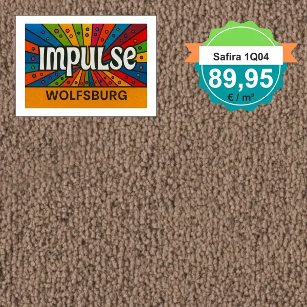 Vorwerk Safira Teppichboden Farbcode 1Q04 – Draufsicht mit Preisetikett 89,95 €/m²